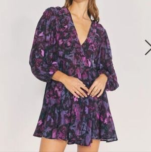 IRO Gaiety Gathered Floral Print Georgette Mini Dress. Size 36 (US 6)